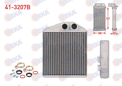 Veka 41-3207B Heater Core Brazing with Accessories Opel Corsa C 1.3 CDTi Ac + /-2000-2006 — Heater & Blower