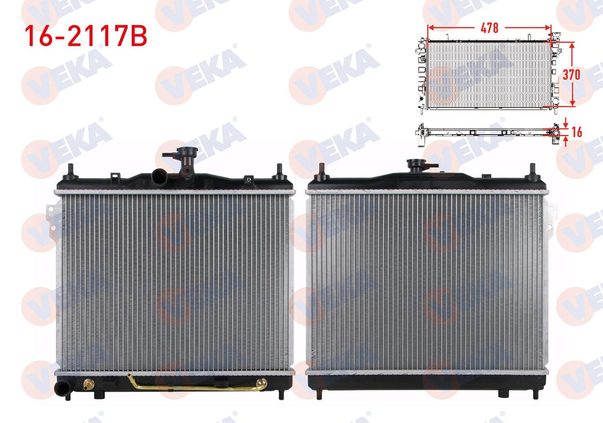 Veka 16-2117B Su Radiator Brazing Hyundai Getz (Tb) 1.3i A-T 2002-2008 — Radiators & Fans