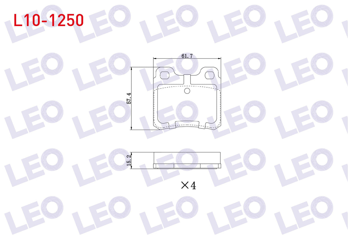 LEO L10-1250 Brake Pad Rear Opel Vectra A 2.0 T 1988-1995 / Vectra A 2.0 1988-1995 / Astra F 1.8 1991-1998 / Ast — Brake Pads