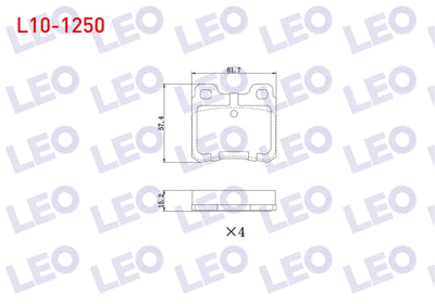 LEO L10-1250 Brake Pad Rear Opel Vectra A 2.0 T 1988-1995 / Vectra A 2.0 1988-1995 / Astra F 1.8 1991-1998 / Ast — Brake Pads