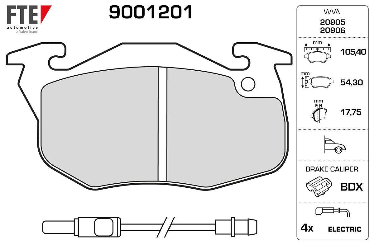 Fte 9001201 Front Brake Pad R9/R19/Clio III/Express/Saxo/P106/P306/P405 1.0/1.1/1.4I — Brake Pads