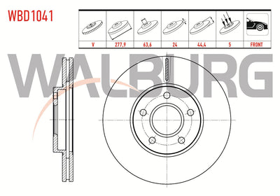 WALBURG WBD1041 Brake Disc Front Air 5 Bjn 277, 9X24x63 and 2 more models — Brake Rotors & Drums