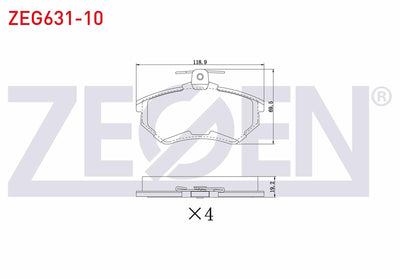 Zegen ZEG631-10 Brake Pad Front VW Passat 1.6 1996-2000 / Passat 1.9 TDI 1996-2000 / Passat 1.8 T 1996-2000 / Au — Brake Pads