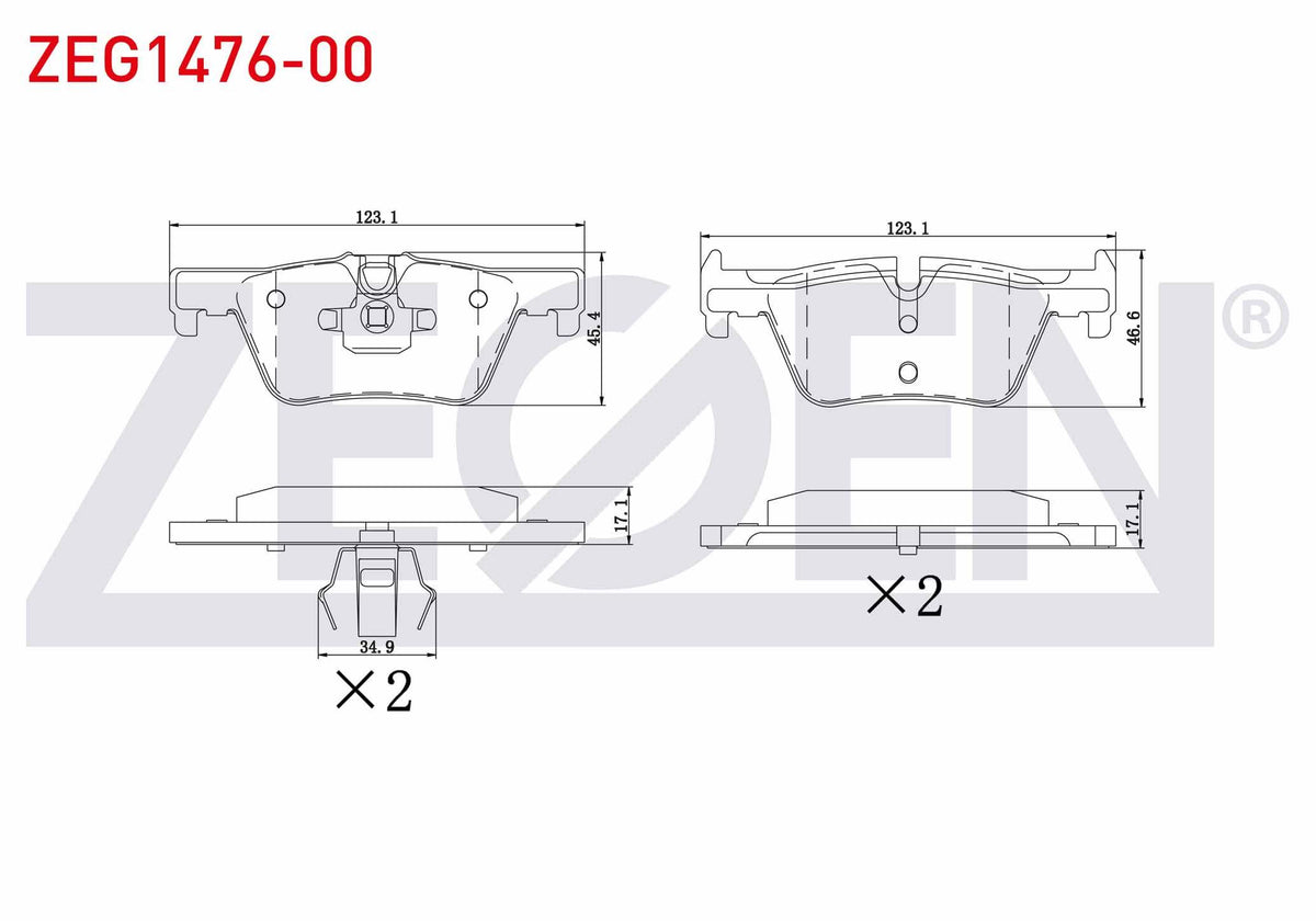 Zegen ZEG1476-00 Brake Pad Rear BMW 1 Series (F20,F21) 116 i 2010-/ 118 i 2010-/ 116 D 2010-/ 120 D 2010-/ 3 Ser — Brake Pads