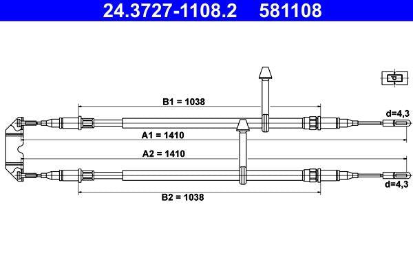 ATE 24.3727-1108.2 Brake Hose
