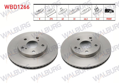 WALBURG WBD1266 Brake Disc Front Air 5 Bjn 275X22x62x46 — Brake Rotors & Drums