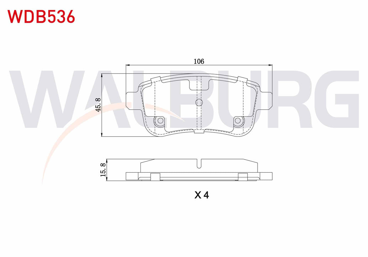 WALBURG WDB536 Brake Pad Rear 15-16 Rim Renault Clio V 1.5 dCi 20-/ Fluence 1.5 dCi-1.6 09-/ Megane III 1.5 dCi-1.9 dCi-2.0 dCi 08-15 / G. Scenic 1.5 dCi 2009