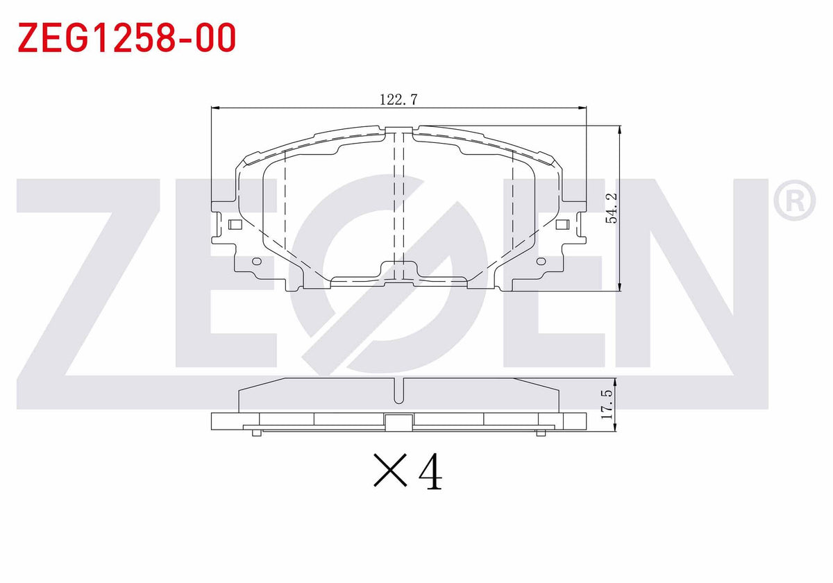 Zegen ZEG1258-00 Brake Pad Front Toyota Yaris (P9) 1.0 Vvt-I 2006-2010 / Yaris (P9) 1.3 Vvt-I 2006-2010 / Yaris — Brake Pads