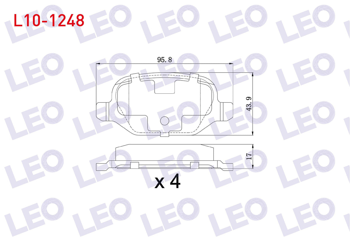 LEO L10-1248 Brake Pad Rear Fiat Linea 1.6 Mjt 2007-/ Linea 1.4 T-Jet 2007-/ Alfa Romeo 147 (937) 1.6 2001-2010 — Brake Pads