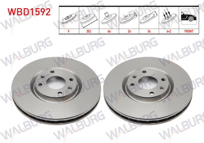 WALBURG WBD1592 Brake Disc Front Air 4 Bjn 302X26x66x34 C4-Ds4-Ds5 1.6 Thp 2011-/ Opel Corsa F 1.2-1.5 — Brake Rotors & Drums