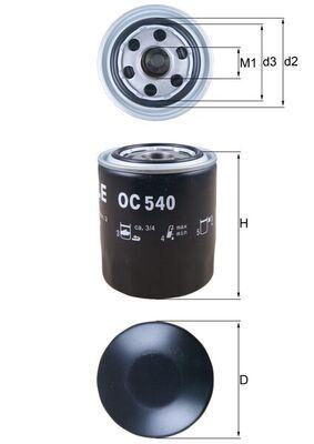 Mahle OC540 Oil Filter H100 L300 Minibus Starex TCi H100 Van Libero Pregio 2.5 Bongo K2500 TCi Short Type 1 — Oil Filters