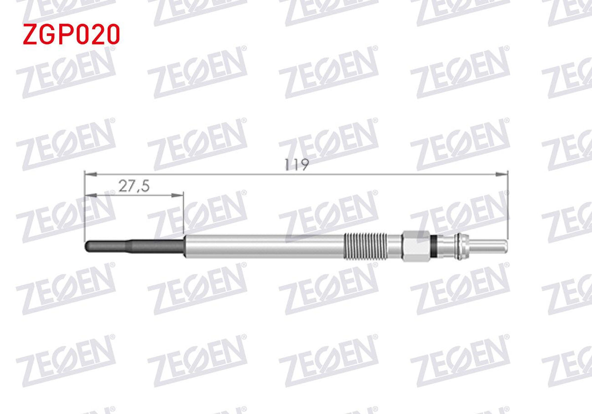 Zegen ZGP020 Glow Plug 11V (Euro 4) Fiat Linea 1.3Mjt 2007-/ Albea 1.3Mjt 2007-/ Doblo 1.3Mjt 2005-/ Opel Cor — Coils & Plugs