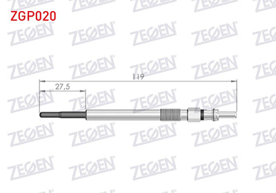 Zegen ZGP020 Glow Plug 11V (Euro 4) Fiat Linea 1.3Mjt 2007-/ Albea 1.3Mjt 2007-/ Doblo 1.3Mjt 2005-/ Opel Cor — Coils & Plugs