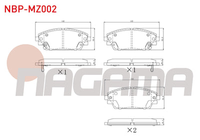 NAGAMA NBP-MZ002 Brake Pad Front with Wear Indicator Mazda 3 (Bm) Skyactıve G100-G120-G165-D150 2013