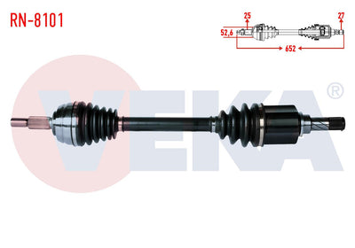Veka RN-8101 Complete Axle Left Front Length 652mm Dacia Duster 1.5 dCi 4X4 2012 — Axles, CV Joints & Boots
