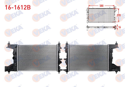 Veka 16-1612B Water Radiator Brazing Opel Astra J 1.6i M-T 2009-2016 — Radiators & Fans