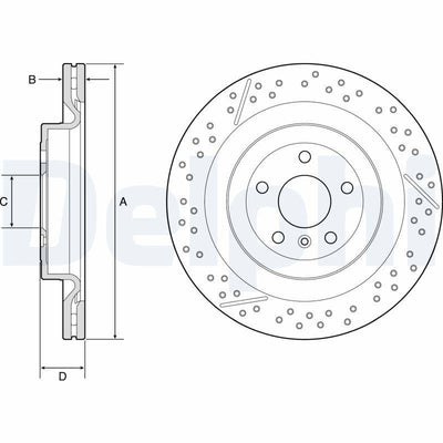 Delphi BG9223C Brake Disc (Single Pack)-Painted, Drilled — Brake Rotors & Drums