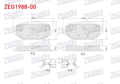 Zegen ZEG1988-00 Brake Pad Front Fiat Doblo 2022-/ Peugeot Rifter 2019-/ Partner 2021-/ 308 III 2021-/ 508 II 20 — Brake Pads