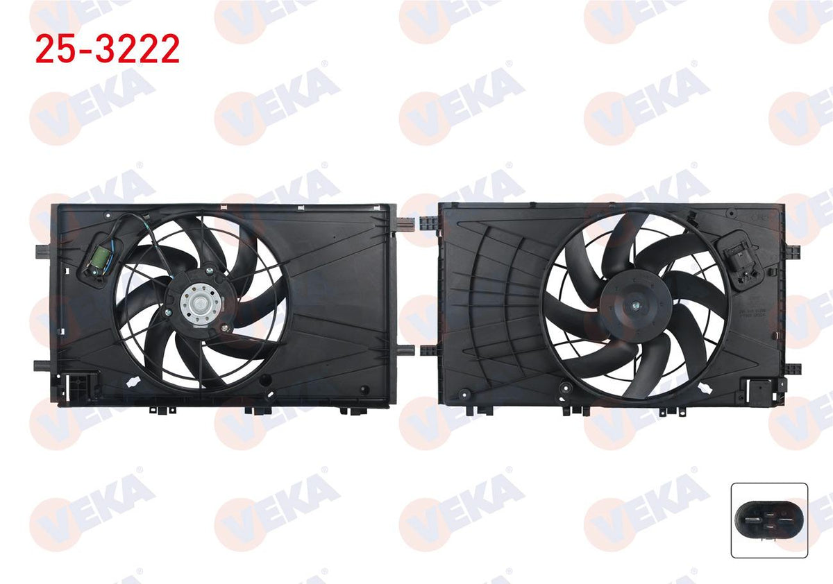 Veka 25-3222 Fan Motor (Su + A/C) with Shroud Heated Single Fan 383mm 300W Opel Insignia 1.6 (A16x — Motors, Pumps & Antennas