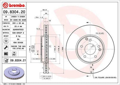 Brembo 09.8304.21 Brake Disc Front Mercedes W210 Komp. W203 C 280 / 320 — Brake Rotors & Drums