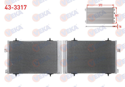 Veka 43-3317 A/C Condenser Peugeot 508 I 2.0 HDi 163Hp 2.0 BlueHDi 180Hp 2010-2018 / 407 2.0 HDi 1 — Condensers & Evaporators