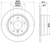 HELLA Pagid Rear Brake Discs for BMW E81-E87 116I 118D 118I - 2 Piece Set — Brake Rotors & Drums