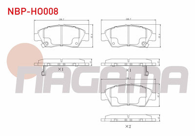 NAGAMA NBP-HO008 Brake Pad Front with Wear Indicator Honda Civic VI 1.6i 1995-2001 / Civic VI 1.5i 1995-2001 / Civic VI 1.6 I-Vtec 1995-2001