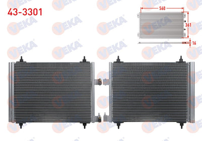 Veka 43-3301 A/C Condenser Peugeot 307 (3A / C) 1.4 HDi M-T 2000-2007 — Condensers & Evaporators