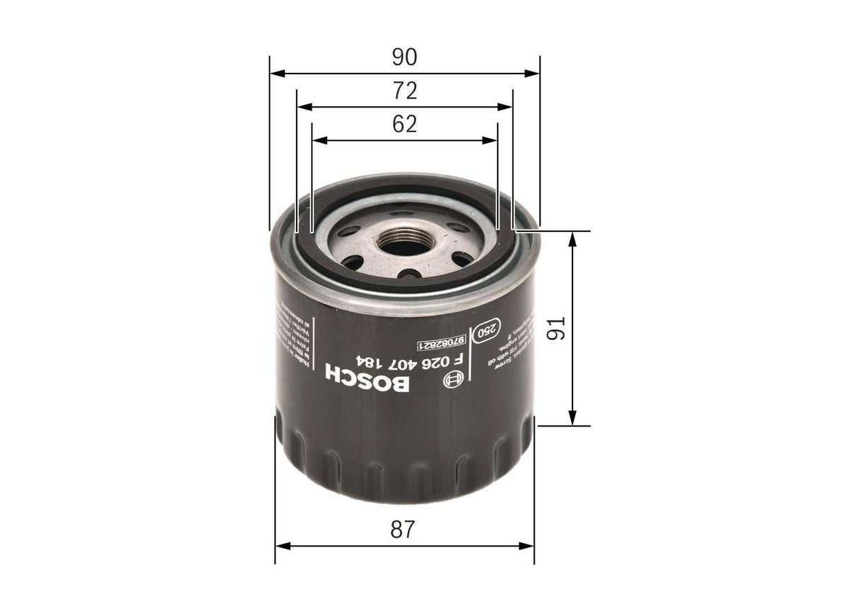 Bosch F026407184 Oil Filter Navara Megane III Scenic III Laguna III 1.5 dCi 1.9 — Oil Filters