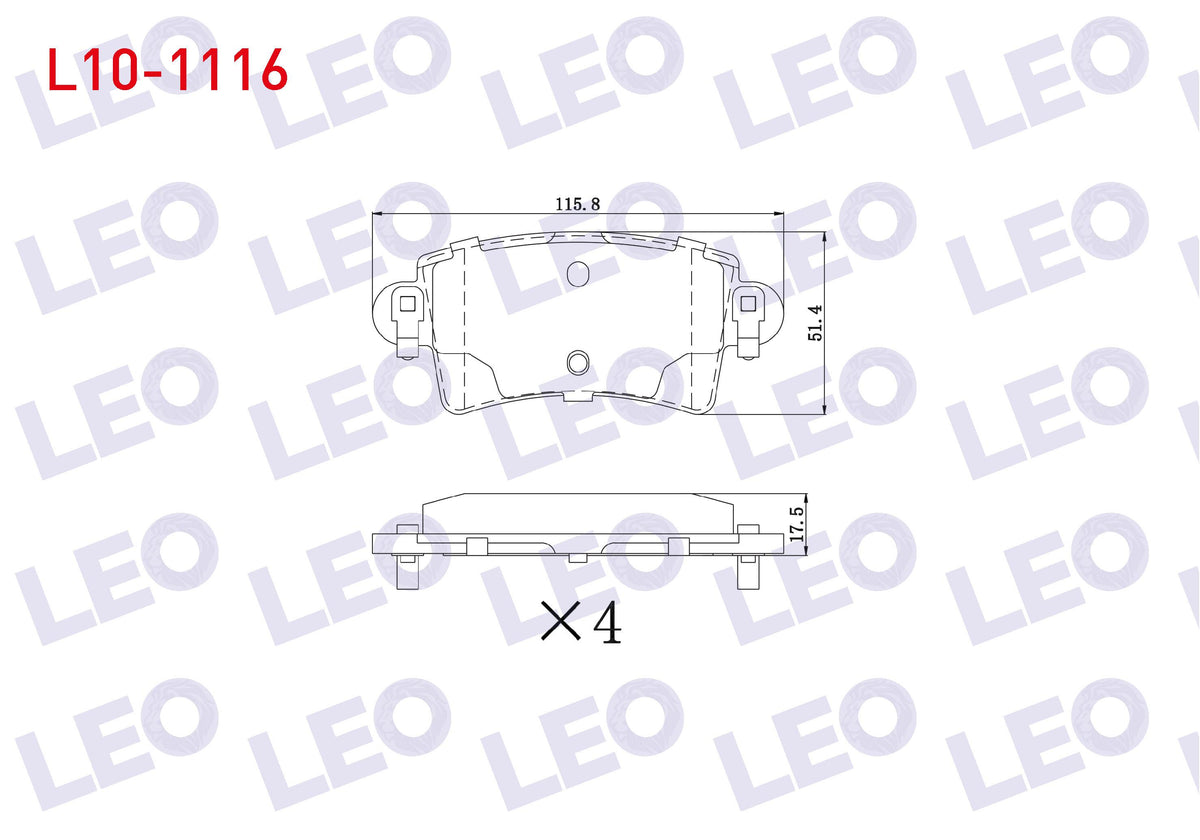 LEO L10-1116 Brake Pad Rear Renault Master II 2.8 DTi 1998-2010 / Master II 2.5 dCi 1998-2010 / Master II 1.9 DT — Brake Pads