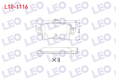LEO L10-1116 Brake Pad Rear Renault Master II 2.8 DTi 1998-2010 / Master II 2.5 dCi 1998-2010 / Master II 1.9 DT — Brake Pads