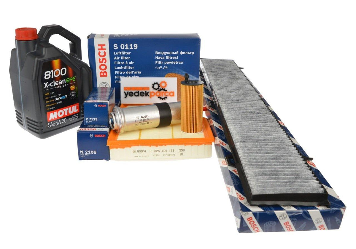 Bosch Bmw E90 320d N47 Motor 184 HP Scheduled Service Filter Set Motul 5W30 — Maintenance & Service Kits
