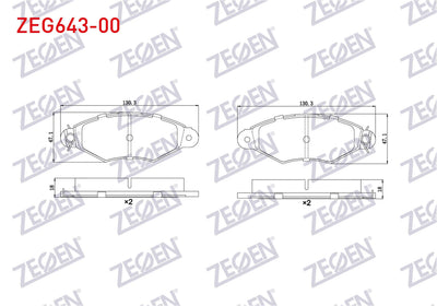 Zegen ZEG643-00 Brake Pad Front Renault Kangoo (Kc0 / 1) 1.5 dCi 1998-2008 / Kangoo (Kc0 / 1) 1.9 D 1998-2008 / — Brake Pads
