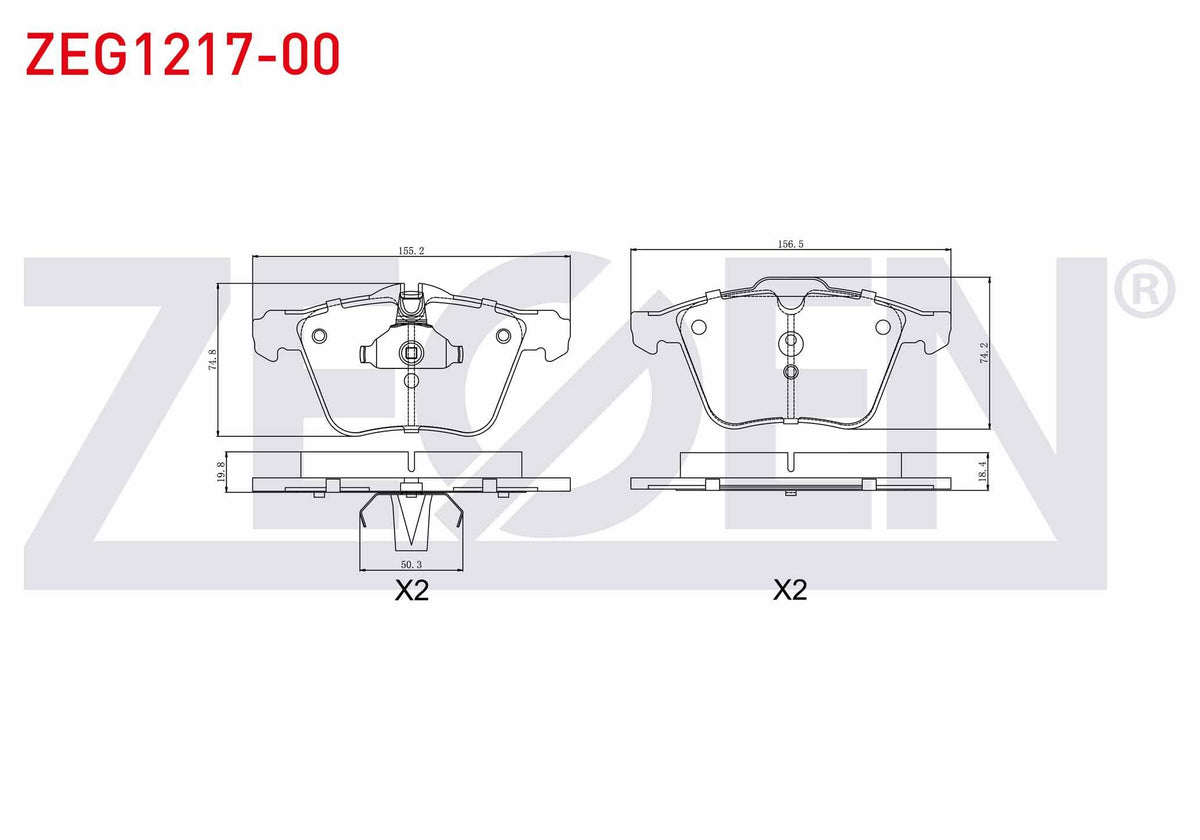 Zegen ZEG1217-00 Brake Pad Front Volvo S60 II 1.6 2010-/ S60 II 2.0 2010-/ S60 II 2.0 D 2010-/ S80 II T5 2006-/ — Brake Pads