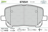 VALEO 670541 Front Brake Pad Set for 2002 Avensis 2.0 VVTi-D4D - AKEBONO System — Brake Pads