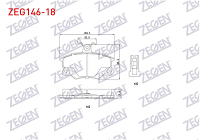 Zegen ZEG146-18 Brake Pad Front Fiat Tempra 1.4 1992-1999 / 2.0i 1992-1999 / Tipo 1.4i 1990-2000 / 1.6i 1990-200 — Brake Pads