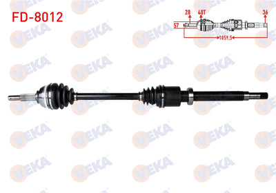 Veka FD-8012 Complete Axle Right Front Ford Transit (Fa_ _) 2.4 TDCi with ABS 48 Outer Length 1059 — Axles, CV Joints & Boots