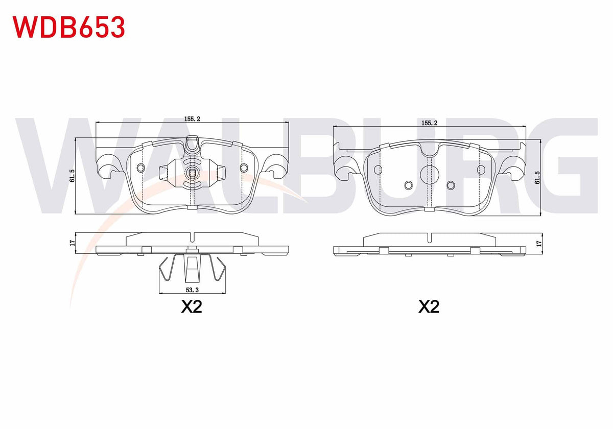 WALBURG WDB653 Brake Pad Front Citroen C4 Picasso II 1.6 HDi 2013-/ C4 Picasso II 1.6 VTI 2013 — Brake Pads
