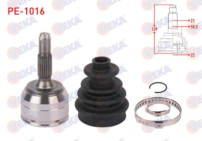 Veka PE-1016 CV Joint Left-Right Front Outer without ABS Length 139mm Peugeot 106 II 1.4i 1996-200 — Axles, CV Joints & Boots