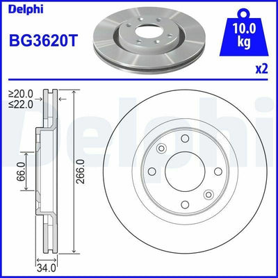 Delphi BG3620T Ventilated Brake Disc - 12-Pt.301 - Compatible — Brake Rotors & Drums