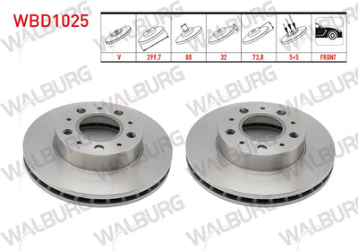 WALBURG WBD1025 Brake Disc Front Air 5 Bjn 299,7X32x80x73 — Brake Rotors & Drums