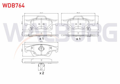 WALBURG WDB764 Brake Pad Rear with Wear Indicator Jeep Grand Cherokee IV (Wk,Wk2) 3.0 Crd 4X4 2010 — Brake Pads