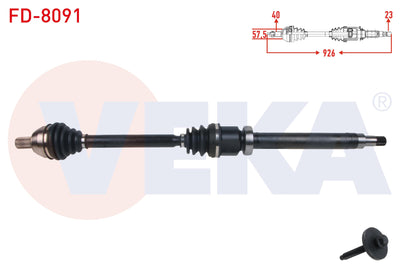 Veka FD-8091 Complete Axle Right Front Length 926mm Ford Mondeo IV 1.6 M-T 2007-2014 — Axles, CV Joints & Boots
