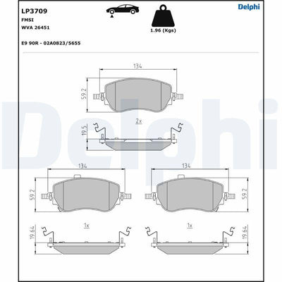 Delphi LP3709 Brake Pad Front Fiat Egea 2020-> / Egea Cross 2021-> SW 1.3D Multijet — Brake Pads