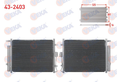 Veka 43-2403 A/C Condenser Kia Soul (Am) 1.6 CRDi A-T / M-T 2009 — Condensers & Evaporators