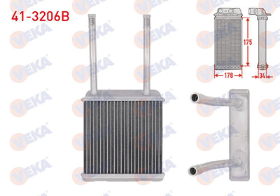 Veka 41-3206B Heater Core Brazing Borulu Opel Vectra A 1.4 1988-1995 — Heater & Blower