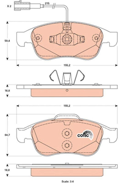 TRW GDB1873 Brake Pad Front Alfa Romeo Giulietta (940) 1.4 TB/1.6 JTDm 105 10> — Brake Pads