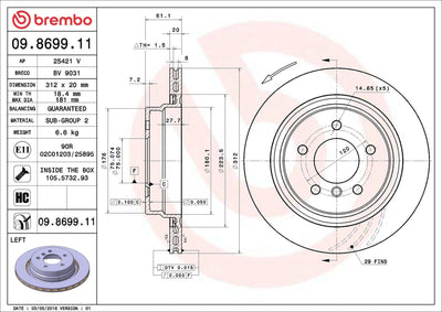 Brembo 09.8699.11 Brake Disc Rear UV Coated BMW E36 M3 — Brake Rotors & Drums