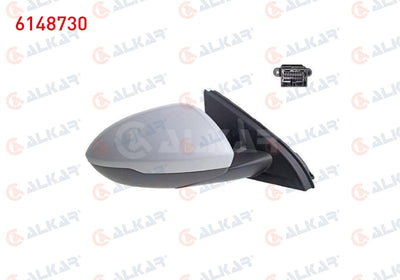 Alkar 6148730 Outer Rear View Mirror Right Electric Heated Primed Automatic Folding Lower with Lighting with Memory — Mirrors
