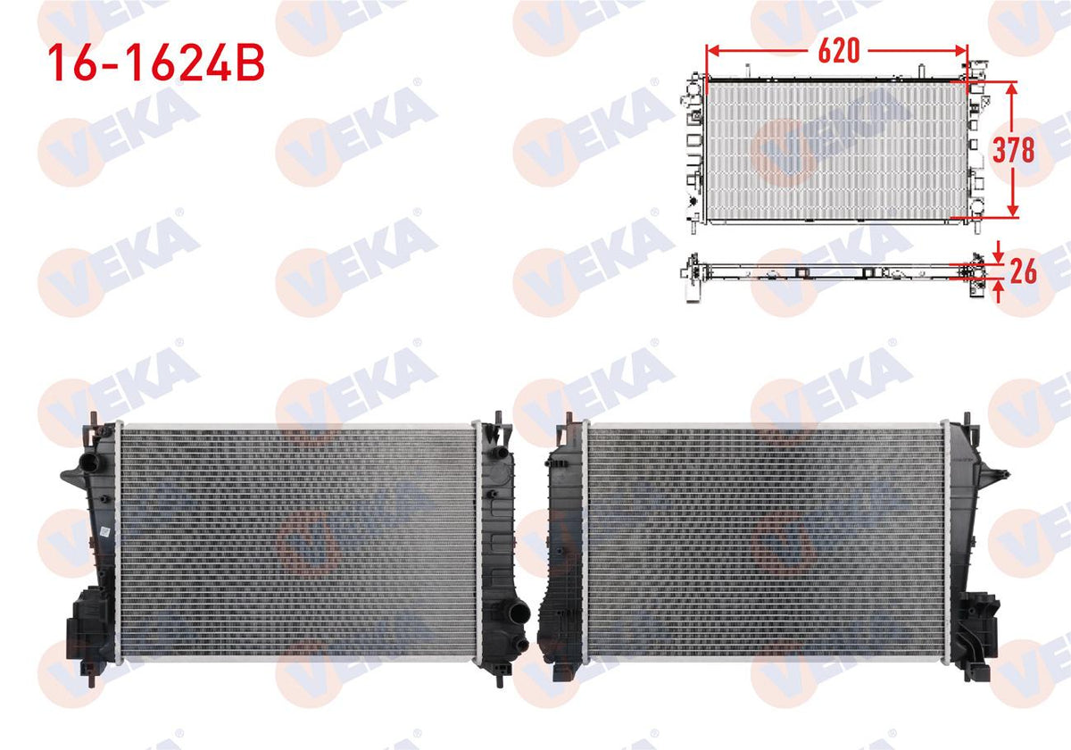 Veka 16-1624B Su Radiator Brazing Chevrolet Aveo (T300) 1.3 D M-T 2011-2015 — Radiators & Fans